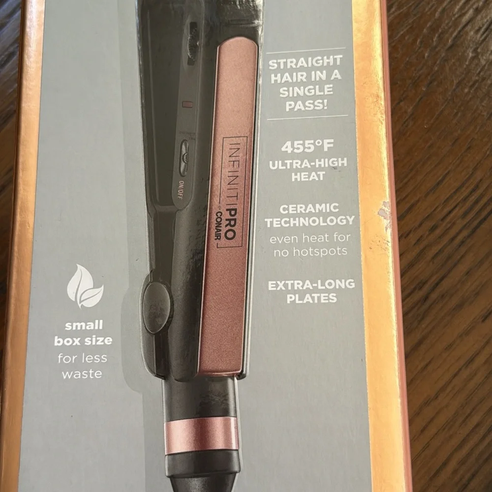 New InfinitiPRO Conair Hair Straightener. Rose gold ceramic, provides even heat.